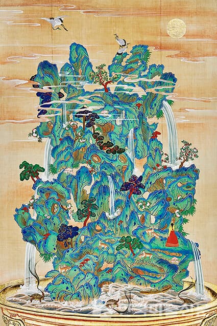 심원의 정원 The Garden of Heart&nbsp;180x120cm_삼베에 진체_2019