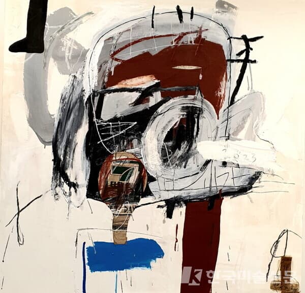 침묵에서 배우다 Learn from silence 2023 Mixed media on panel 91 x 91cm