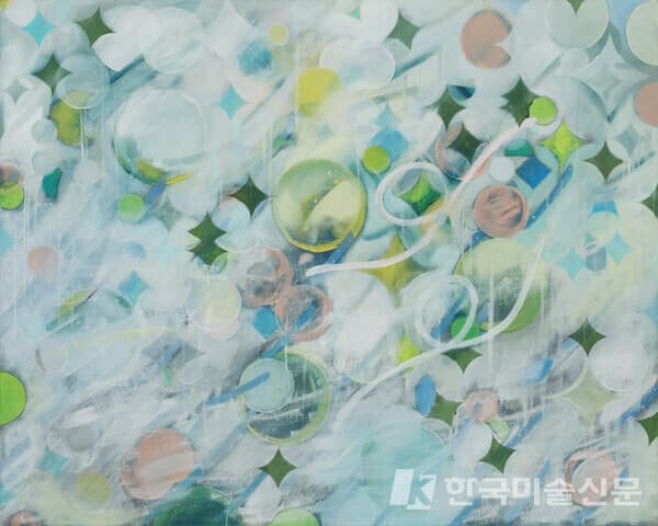 나란히 명상 Journey Together&nbsp;Oil sticks, Acrylics and Pencil on Canvas 72.7x90.9cm, 2023