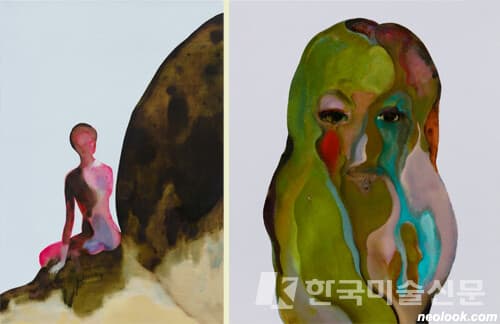안중경_기다림_리넨에 유채_116.5&times;80cm_2022안중경_얼굴_캔버스에 유채_73&times;61cm_2018ⓒ joongkyungan/pibigallery
