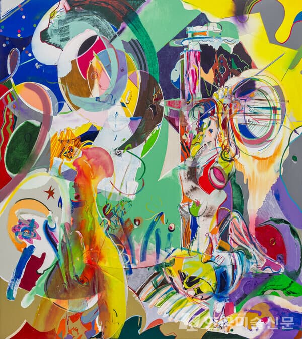 피케이엠갤러리 정영도 JEONG Youngdo, Basic instinct, 2021, Acrylic, spray paint, color pencil, and graphite on canvas, 208 x 185 cm