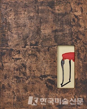 박경화 pause1&nbsp;90x72cm 나무,삼베,옻칠,비단에채색 2023