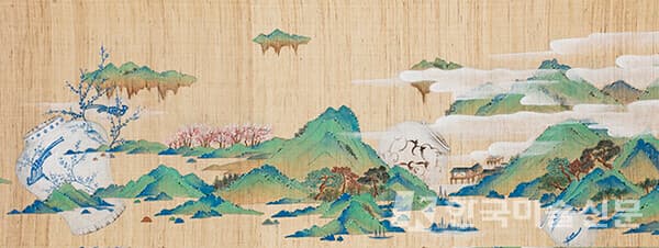 박인숙 landscape episode&nbsp;34x90cm 춘포에 유기, 무기안료 2023