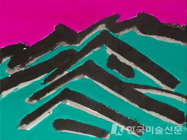 The Mountain, 청록 (The Mountain, Blue Green)&nbsp;30x40cm, 한지에 수묵채색(color and ink on Korean paper), 2023