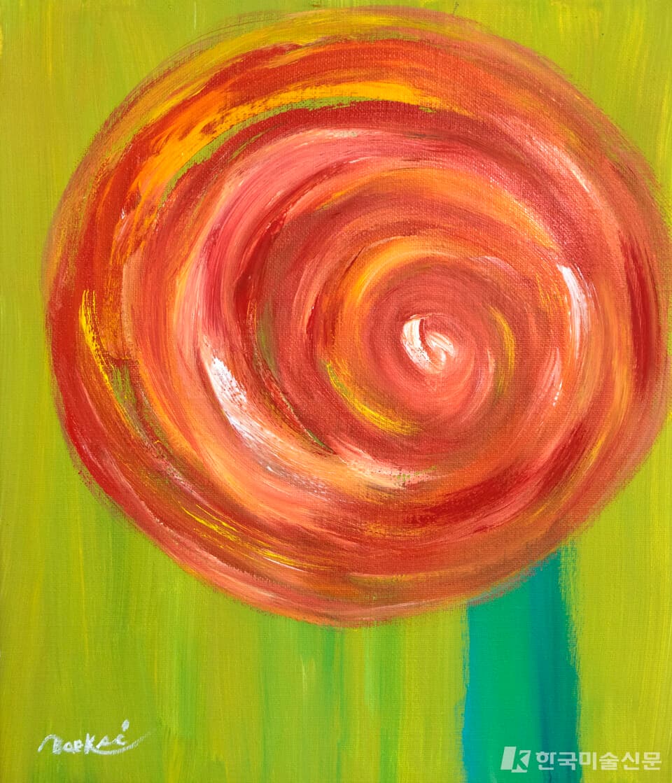 Meditation painting 'Mandala in the Dew' #24, Mixed Materials on Canvas 72.7x60.6cm 2023