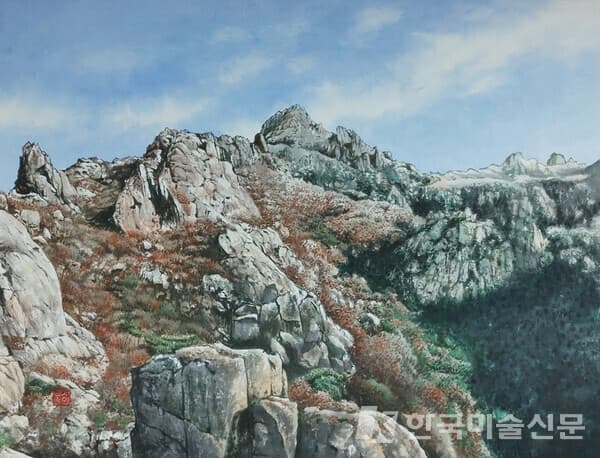 月出山의 初秋 82&times;63cm 韓紙에 水墨淡彩 1986.10