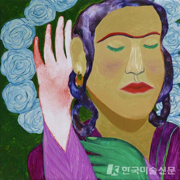 The Sounds&nbsp;Oil and mixed media on canvas, 36x 36cm, 2023