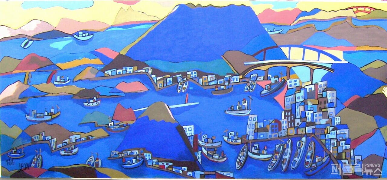 (사진제공 : 전혁림 미술관 / 2006년, 통영항, 640cm x 180cm, 오일, 켄바스)