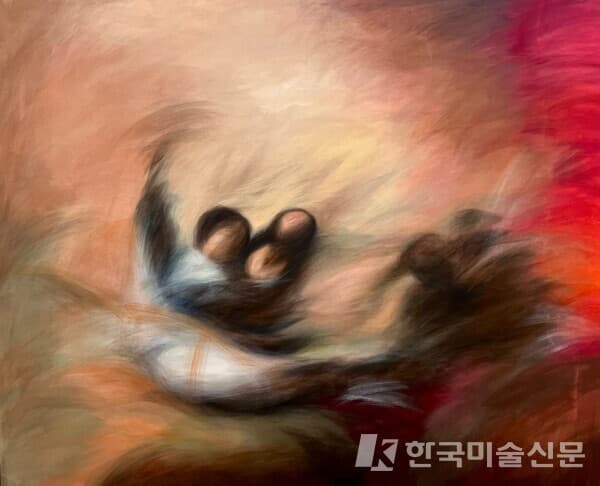 &nbsp;김나현, [환희], 장지에 분채와 석채, 162.2x130.3cm, 2023