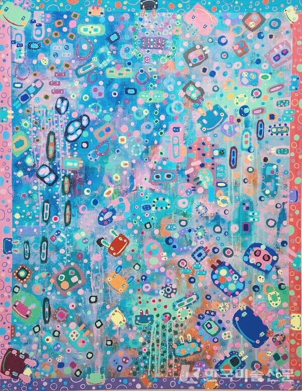 &nbsp;Dopamine Playground&nbsp;acrylic&nbsp; and mixed media 2023&nbsp;116.8x91cm