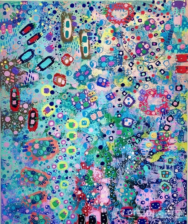 &nbsp;Dopamine Fantasy&nbsp;acrylic&nbsp; and mixed media 2023 72.7x60.6cm