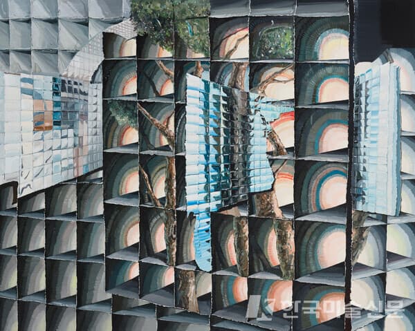 썰린 기억의 합1(Sum of memory slices 1), 2023, Oil on canvas, 72.7x90.9cm 출처 라흰갤러리
