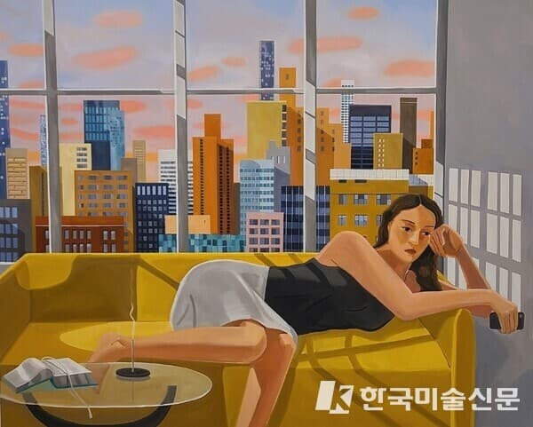 네모안의 사는 사람, 227.3 x 181.8cm, Oil on Canvas 2023. 출처 이길이구 갤러리