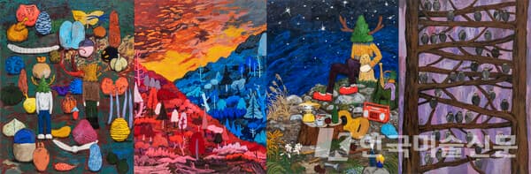 The journey(Traveling Plants),333.3 x 994cm overall, total 4 parts, Acrylic on canvas, 2023.출처 스페이스 K 서울