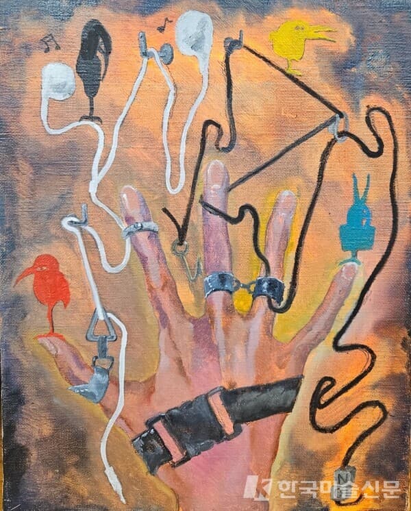Tight Intelligence(Birds Love the Music)&nbsp;Oil on canvas, 27.5x22cm, 2023