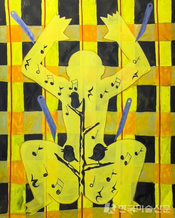 Treed Codependency(Cutte Blades)&nbsp;Oil and charcoal on canvas, 160x130cm, 2023