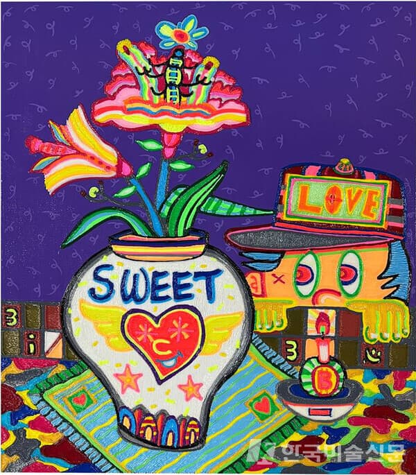 sweet soul&nbsp;김태중 45 x 53cm acrylic and PLA filament on canvas 2022