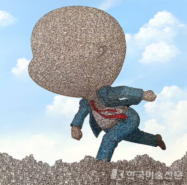 babel&nbsp;최형길 73.0 x 72.8 cm Acrylic,Watercolor, Ink on soft cotton 2023