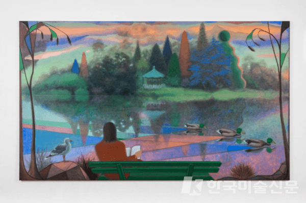 GUIMI YOU/ Green Lake, 2023/ Oil on linen, 70.87 x 120.08inches, 180 x 305cm, Courtesy the artist and Make Room, Los Angeles (Photo by Creative Resource)