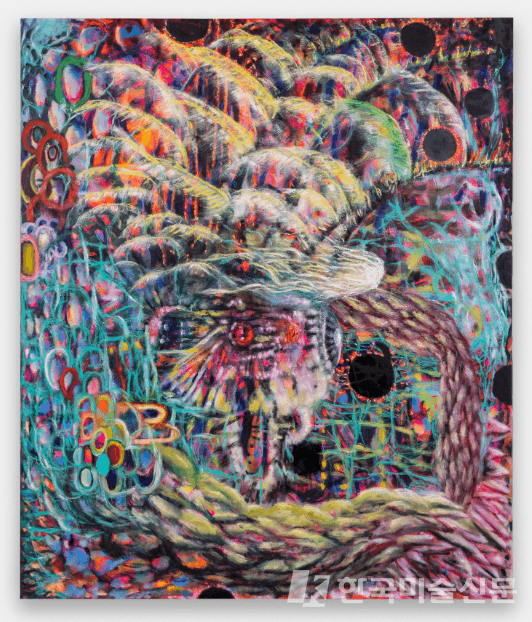MIE YIM/ Molotov, 2023/ Oil on canvas, 72 x 60inches, 182.9 x 152.4cm (Photo by Creative Resource)