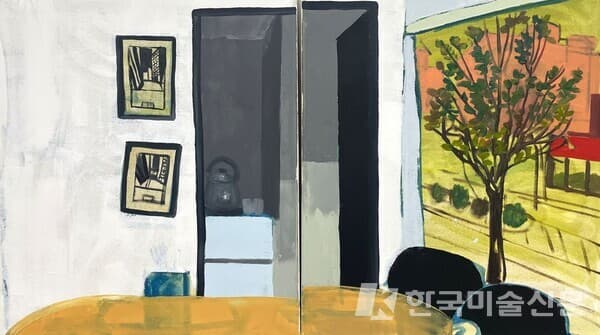 변진, 오후의 어느날, 멍하니 앉아서 시간을 보냈다, 53cm X 91cm, Oil on Canvas, 2023. 출처, 라흰갤러리