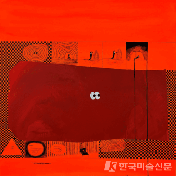 심래정,&nbsp;2024캔버스 위에 아크릴, 잉크91X91 cm (출처: 갤러리 마프 제공)