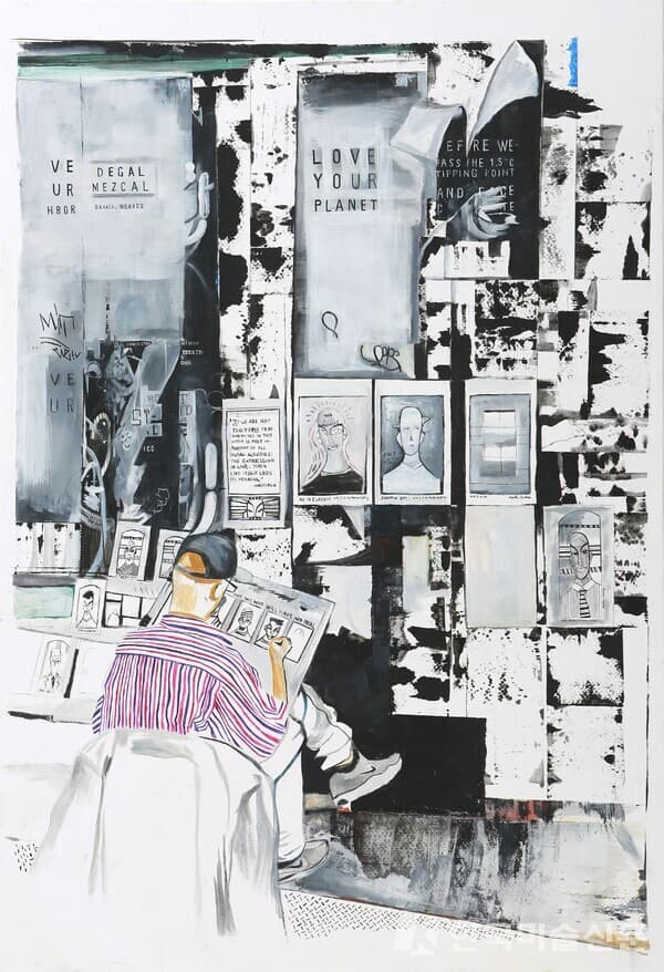 임사라,&nbsp;소호 거리 감성(Soho Street Vibe)Acrylic and oil on painting paper98 x 67.5cm2022