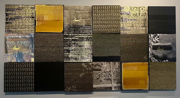 Homeostasis, Mixed media ,Gold Leaf on Pigment Print, (each,50x50cm) 300x150cm, 2023
