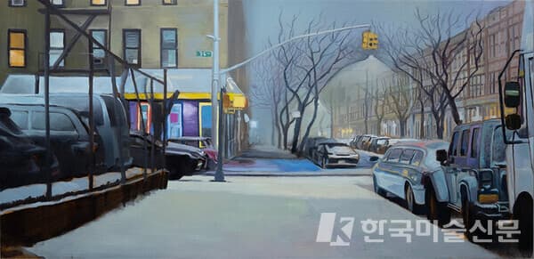 (Winter of 2021, 2024, Oil on Acrylic Block, 15.5cmX30.5cm)