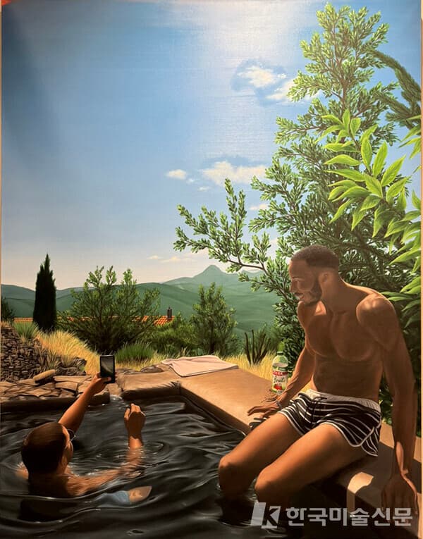 Ga&eacute;tan Vaguesly, Les baigneurs au serpent, 2024, huile sur toile de lin, 200 x 155, Galerie Polaris / 사진=진승우