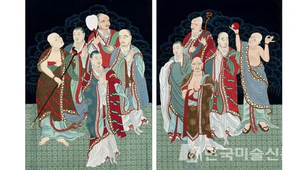 신예지,&nbsp; 상수제자1&middot;2, 면바탕에 채색, 각 103x77cm, 2023