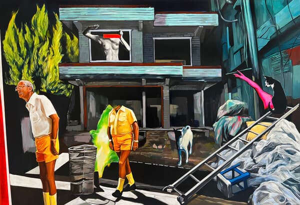 김동진, 잃어버린 진실을 찾는 이방인들의 밤, 2023, 캔버스에 유채, 72.7 x 116.8cm