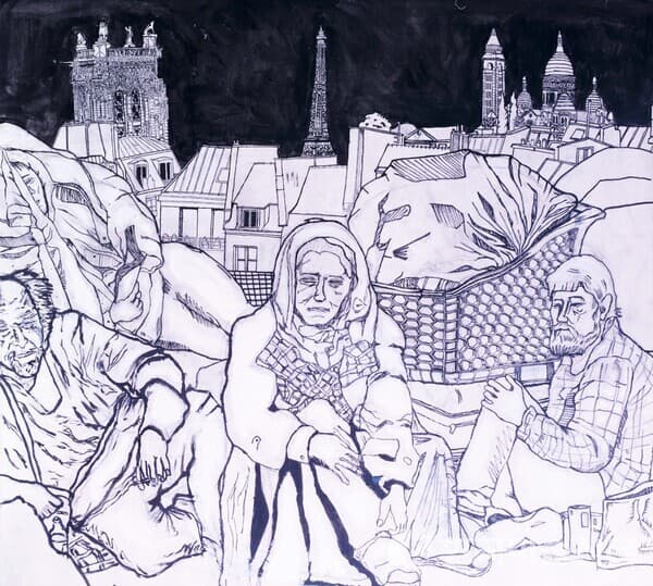 Le paris des cartes postales, 2023, 캔버스 위에 아크릴