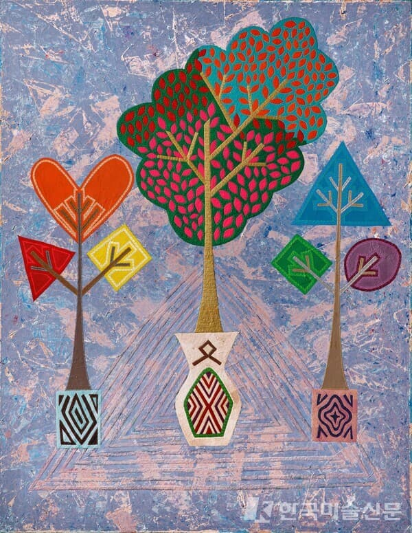 출처:케이리즈갤러리 세개의좋은화분_116.8&times;91cm_mixed media on canvas_2023&nbsp;