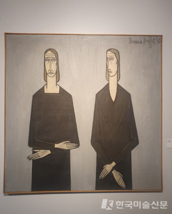 두 여인, 1950, Bernard Buffet, Deux femmes, 1950, Huile sur toile, 125x125cm, &copy; Bernard Buffet/ ADAGP, Paris - SACK, , Seoul, 2024