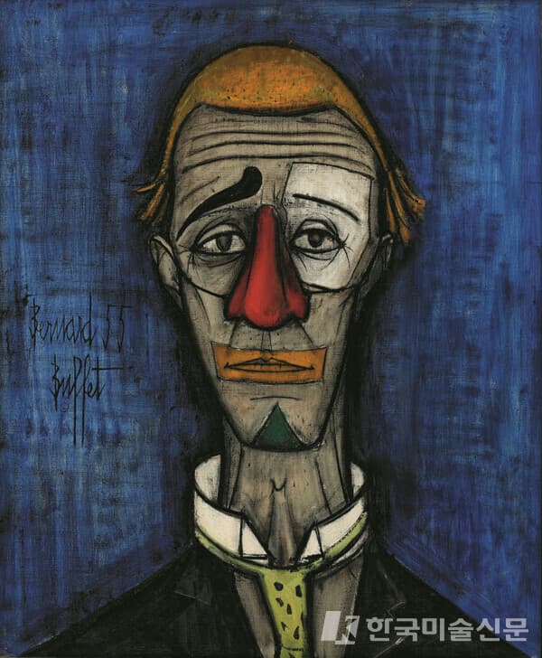 광대의 얼굴, 1955, Bernard Buffet, T&ecirc;te de clown, 1955, Huile sur toile, 73x60cm, &copy; Bernard Buffet/ ADAGP, Paris - SACK, Seoul, 2024