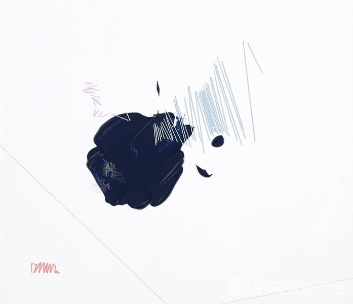 사진제공 : 송미리내, 작품명 : (있다+없다=1).2_Acrylic and Mixed Media On Canvas_53x46cm_2022, 현재 미국에서 전시되고 있는 작품