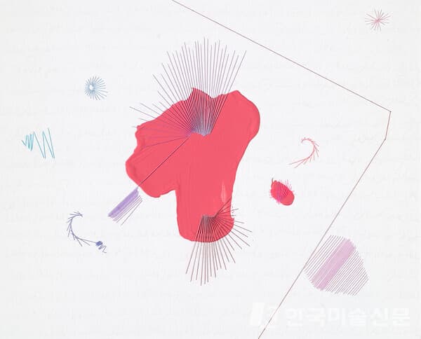 사진제공 : 송미리내, 작품명 : 사진(숨).232_Acrylic on canvas and mixedmedia_91x73cm_2023, 현재 미국에서 전시되고 있는 작품