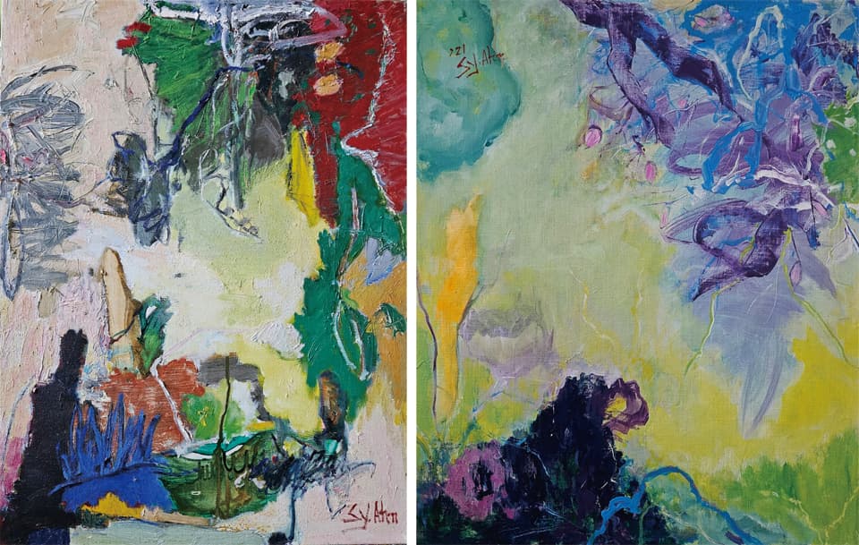 안선영 화백 _&nbsp;좌>memory(46x61 oil on canvas) 우>자연공감A-4(53x65 acrylic on canvas)