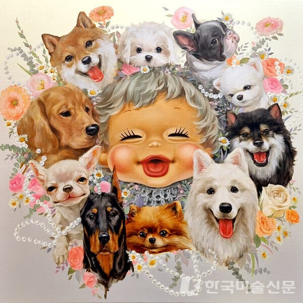 사진제공 : 김기애, 우리 함께 / 91cm&times;91cm / 유채, Swarovski / 2024