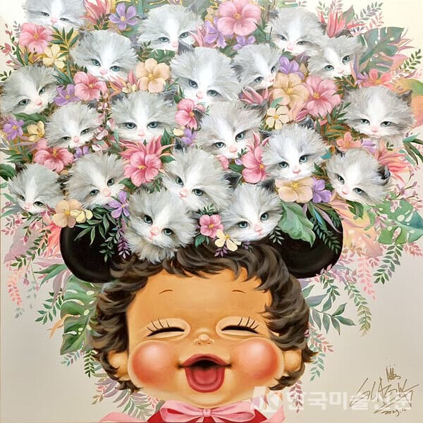 사진제공 : 김기애, 너와 함께-켓다발 / 91cm&times;91cm / 유채, Swarovski / 2024