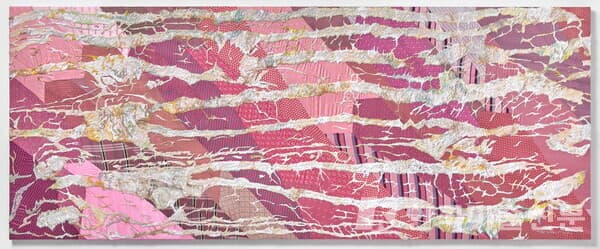 사진제공 : 갤러리플래닛, 삼겹살 니들드로잉II, 분홍 넥타이, 와이셔츠, 실, 자수, 90x230cm, 2019