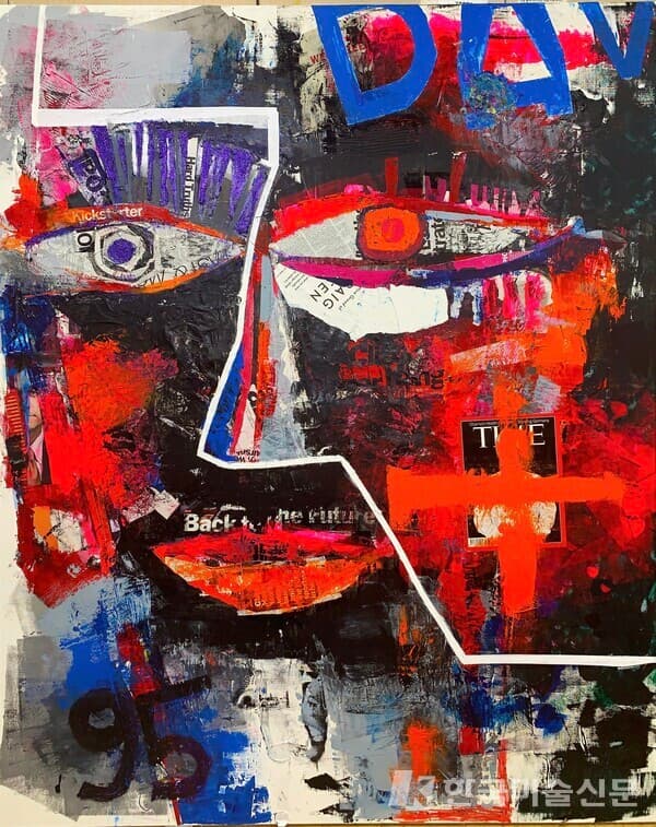 [사진 = 이지연 작가] STONER_162.2 X130.3cm _ Mixed Media_2021, 출간한지 50년 만에 빛을 본 소설 &lsquo;스토너&rsquo;의 주인공을 이미지화 한 작품