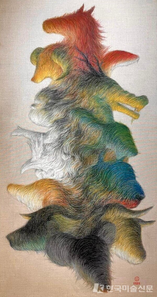 [사진=홍민호 작가] 10+2 land 1. 2022, 97cm x 162cm, Oil Pastels on Canvas