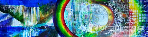 NEUELAND, 2023, scratched and painted on aluminium Indian, 150 &times; 600 cm