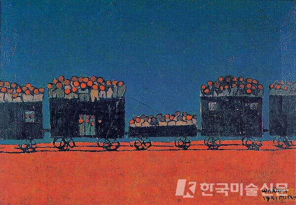 [사진=학고재 갤러리]김환기 KIM Whanki, 피난열차 Refugee Train, 1951, 캔버스에 유채 Oil on canvas, 37x53cm