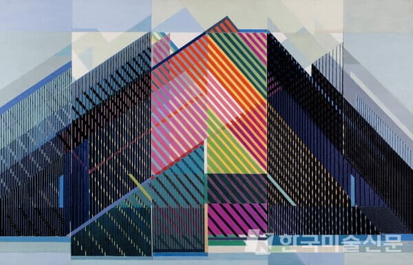 [사진=학고재 갤러리]이준 LEE Joon, 산수(山水) Mountains and Waters, 1986, 캔버스에 아크릴릭 Acrylic on canvas, 104x162cm