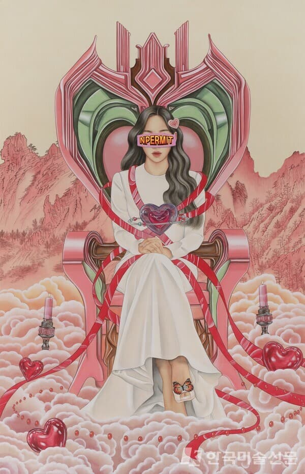 안서진, "Element NO.1", 비단에 채색, 179&times;115.5cm, 2023 / 소슬금갤러리 제공