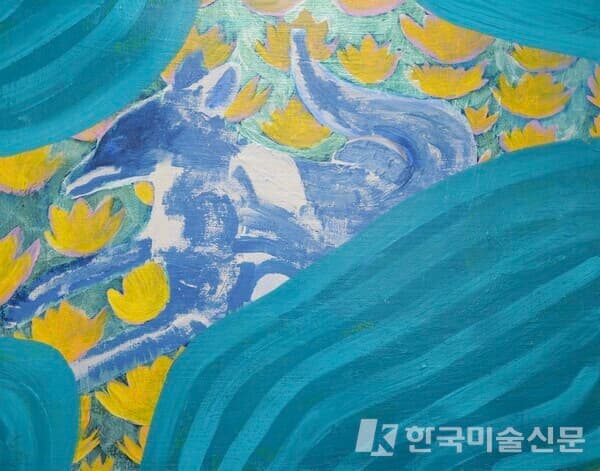 오윤석, "the fox2", 2024, Acrylic on canvas, 31.8x40.9cm/사진. 최철림/이미지 제공. 인가희갤러리