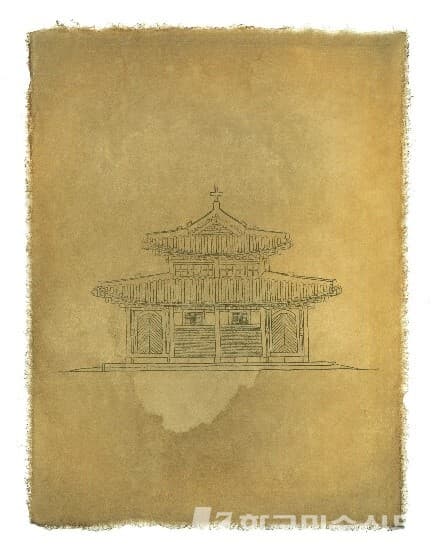 Hyewon Park, The First Church in Korea, 2024, Ink and ottchil on Hanji, 32x24cm /&copy;Ingahee Gallery